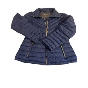 EUC Michael Kors Women's Navy blue Packable Down Fill Puffer Jacket Size Medium
